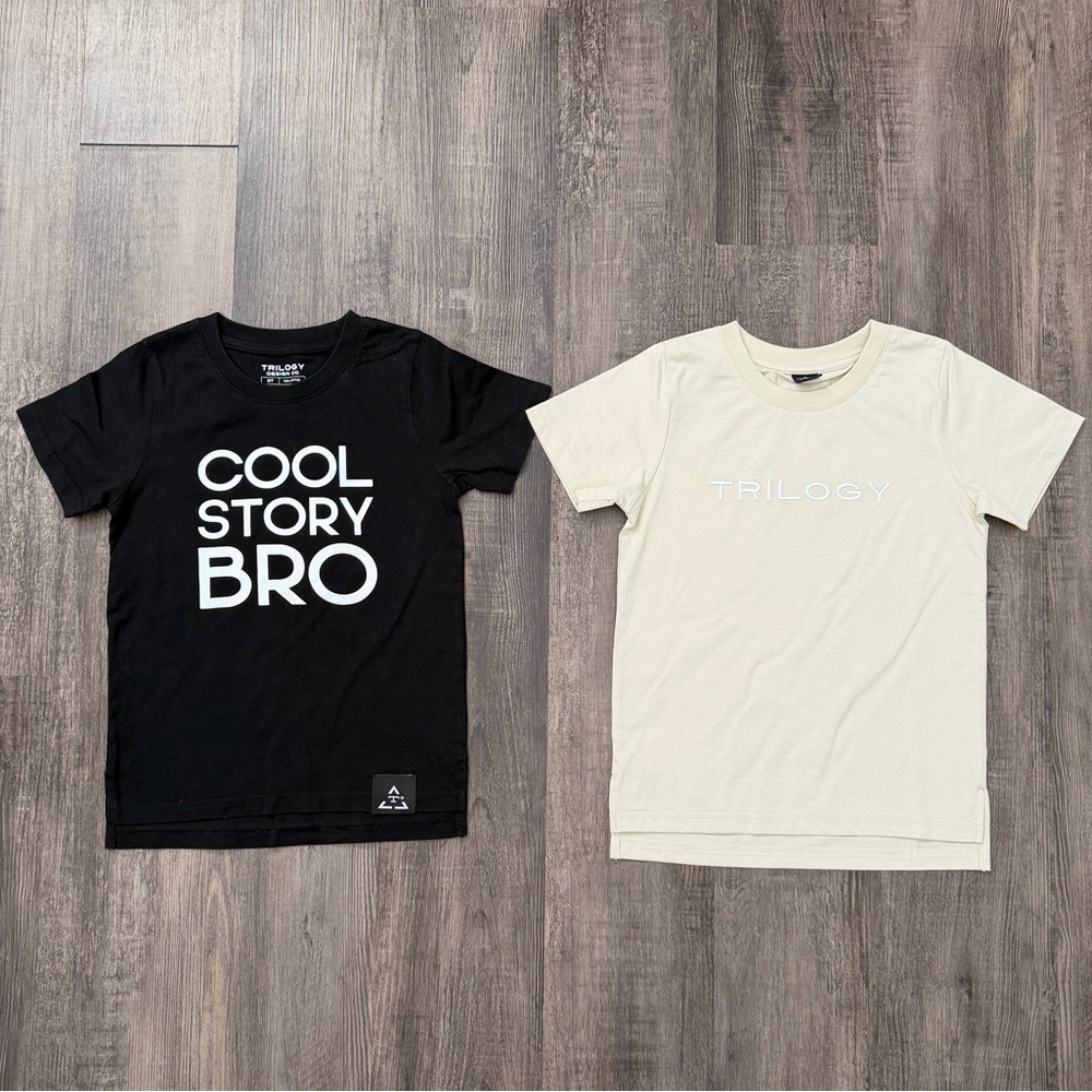 Kids Short Sleeve Tee - Black "Cool Story Bro" / Cream Logo